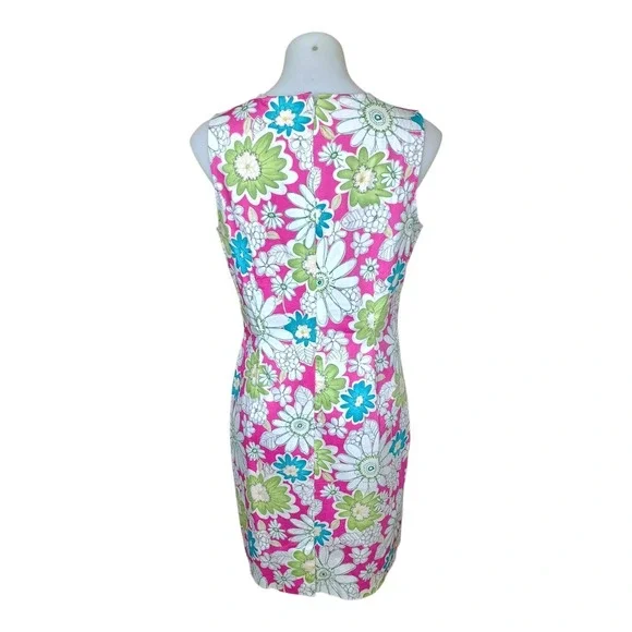 Chadwicks Women's 12 Spring Floral Bright Stretch Cotton Blend Knee Length Dress - Picture 5 of 8